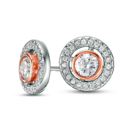 0.5 CT. T.W. Certified Diamond Frame Stud Earrings in 14K Two-Tone Gold (I/I1)