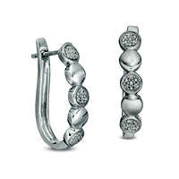 0.05 CT. T.W. Composite Diamond and Polished Circle Alternating Hoop Earrings in Sterling Silver