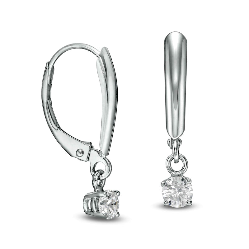0.25 CT. T.W. Certified Diamond Solitaire Leverback Earrings in 14K White Gold (I/VS2)