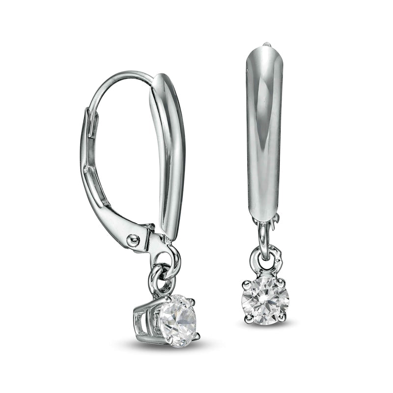 0.5 CT. T.W. Certified Diamond Solitaire Leverback Earrings in 14K White Gold (I/VS2)