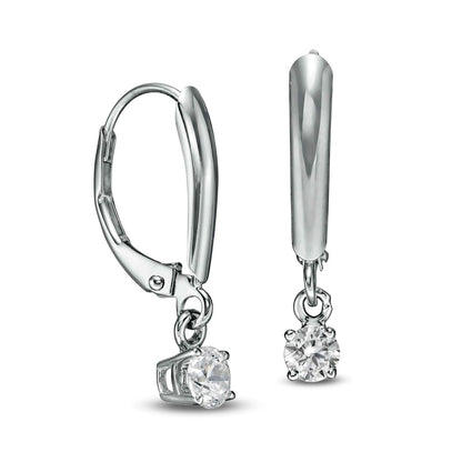 0.5 CT. T.W. Certified Diamond Solitaire Leverback Earrings in 14K White Gold (I/VS2)