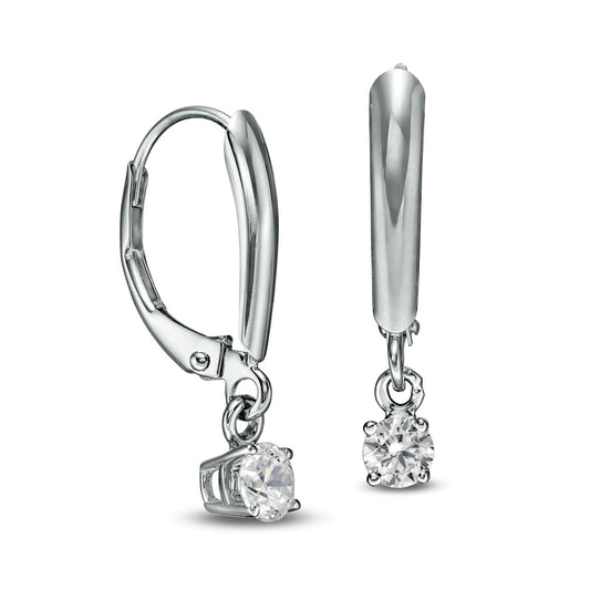0.5 CT. T.W. Certified Diamond Solitaire Leverback Earrings in 14K White Gold (I/VS2)