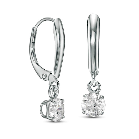 1 CT. T.W. Certified Diamond Solitaire Leverback Earrings in 14K White Gold (I/VS2)