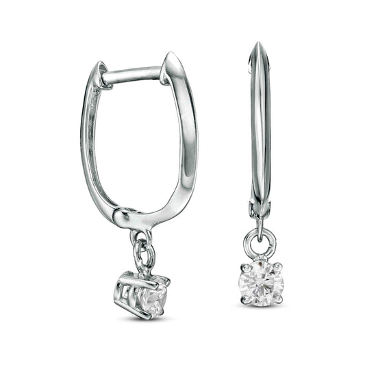 0.25 CT. T.W. Certified Diamond Solitaire Drop Hoop Earrings in 14K White Gold (I/VS2)