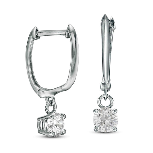0.75 CT. T.W. Certified Diamond Solitaire Drop Hoop Earrings in 14K White Gold (I/VS2)