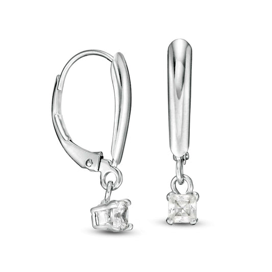 0.25 CT. T.W. Certified Princess-Cut Diamond Solitaire Leverback Earrings in 14K White Gold (I/VS2)