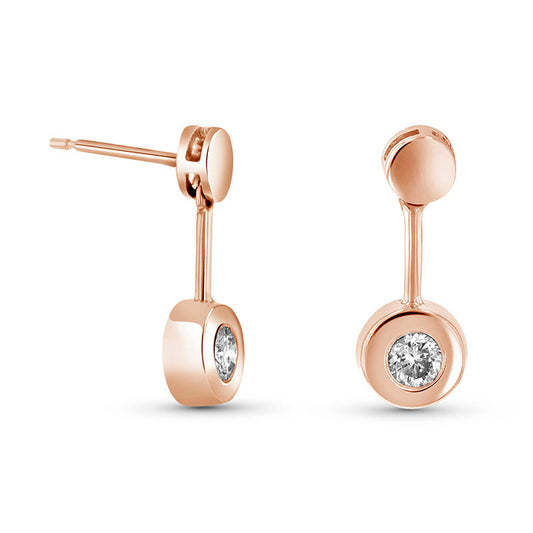 0.17 CT. T.W. Diamond Bezel-Set Solitaire Pendulum Drop Earrings in 14K Rose Gold