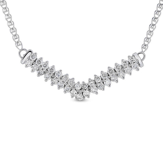 0.63 CT. T.W. Natural Diamond Double Row Chevron Necklace in 14K White Gold - 17.18"