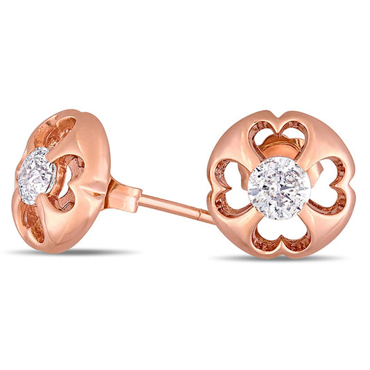 0.5 CT. T.W. Diamond Heart Cut-Out Solitaire Stud Earrings in 10K Rose Gold
