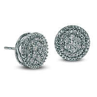 0.1 CT. T.W. Composite Diamond Double Frame Stud Earrings in Sterling Silver