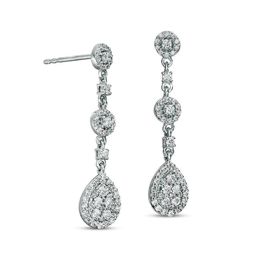 0.75 CT. T.W. Composite Diamond Teardrop Earrings in 10K White Gold