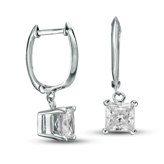1.38 CT. T.W. Certified Princess-Cut Diamond Solitaire Drop Earrings in 14K White Gold (I/VS2)
