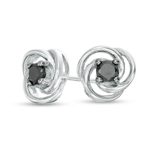 0.25 CT. T.W. Enhanced Black Diamond Solitaire Love Knot Stud Earrings in 10K White Gold