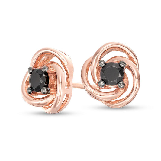0.25 CT. T.W. Enhanced Black Diamond Solitaire Love Knot Stud Earrings in 10K Rose Gold