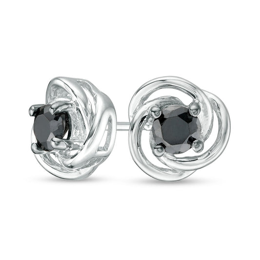 0.5 CT. T.W. Enhanced Black Diamond Solitaire Love Knot Stud Earrings in 10K White Gold
