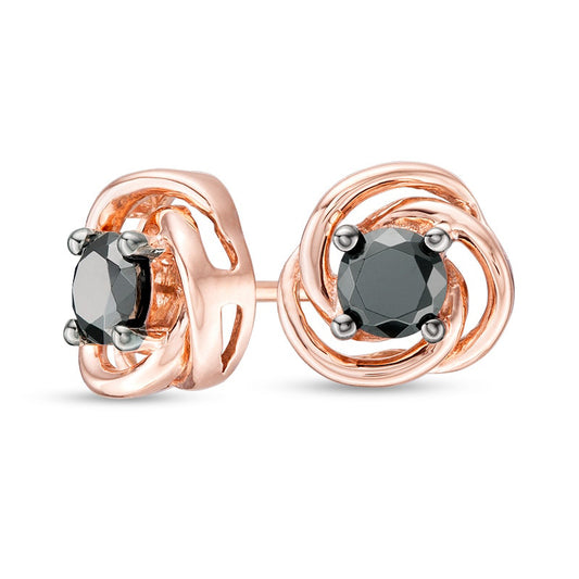 0.5 CT. T.W. Enhanced Black Diamond Solitaire Love Knot Stud Earrings in 10K Rose Gold