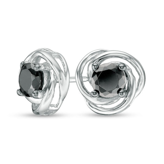 0.63 CT. T.W. Enhanced Black Diamond Solitaire Love Knot Stud Earrings in 10K White Gold