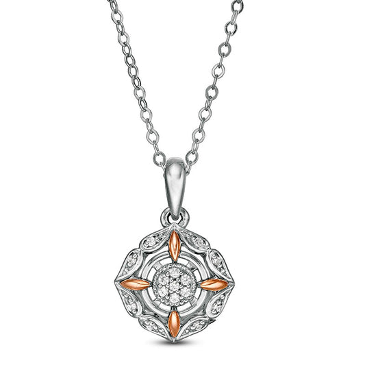0.07 CT. T.W. Composite Natural Diamond Antique Vintage-Style Pendant in 10K Two-Tone Gold