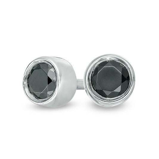 0.25 CT. T.W. Enhanced Black Diamond Bezel-Set Solitaire Stud Earrings in 10K White Gold