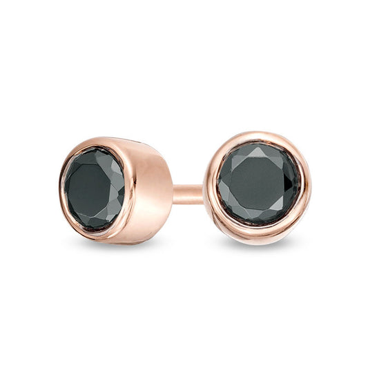 0.25 CT. T.W. Enhanced Black Diamond Bezel-Set Solitaire Stud Earrings in 10K Rose Gold
