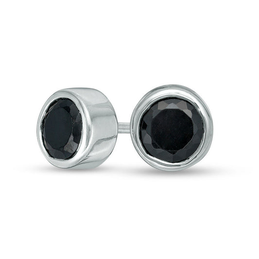 0.5 CT. T.W. Enhanced Black Diamond Bezel-Set Solitaire Stud Earrings in 10K White Gold