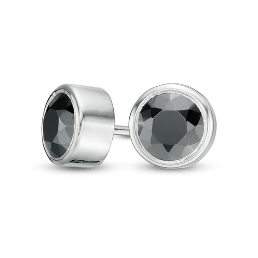 0.75 CT. T.W. Enhanced Black Diamond Bezel-Set Solitaire Stud Earrings in 10K White Gold