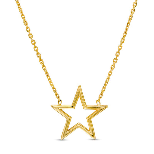 Star Outline Necklace in 14K Gold