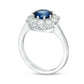 7.0mm Blue Sapphire and 1.0 CT. T.W. Natural Diamond Sunburst Frame Ring in Solid 14K White Gold