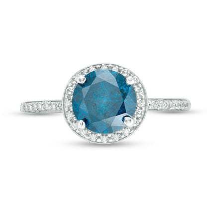 2.0 CT. T.W. Enhanced Blue and White Natural Diamond Frame Engagement Ring in Solid 14K White Gold
