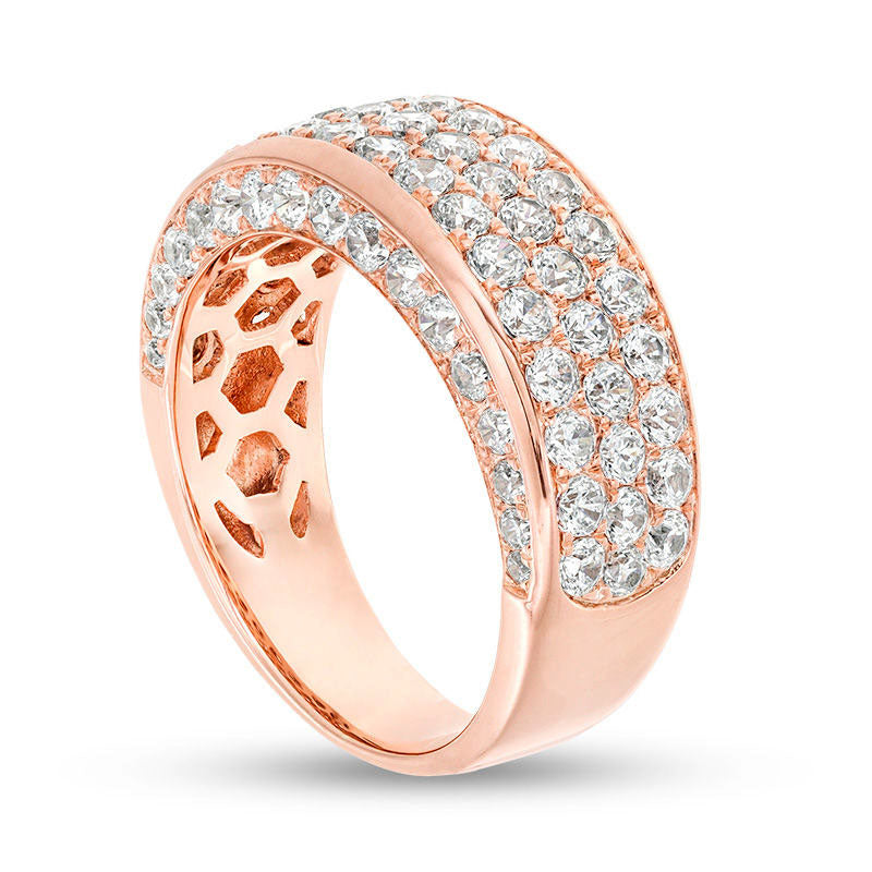 2.13 CT. T.W. Natural Diamond Multi-Row Band in Solid 14K Rose Gold - Size 7