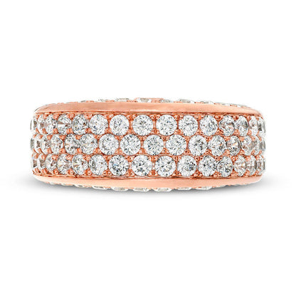2.13 CT. T.W. Natural Diamond Multi-Row Band in Solid 14K Rose Gold - Size 7