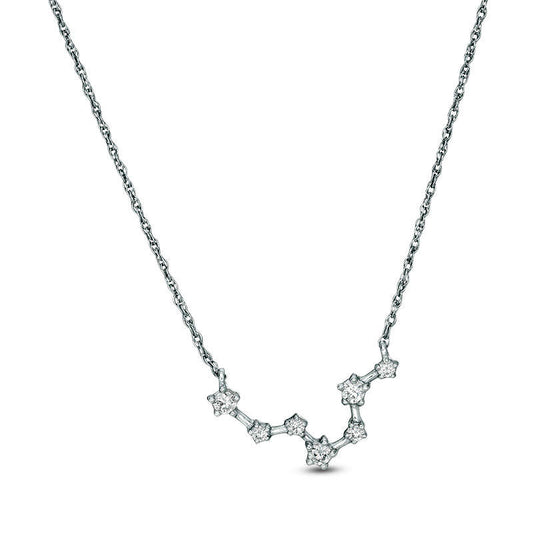 0.2 CT. T.W. Natural Diamond Pisces Constellation Necklace in Sterling Silver