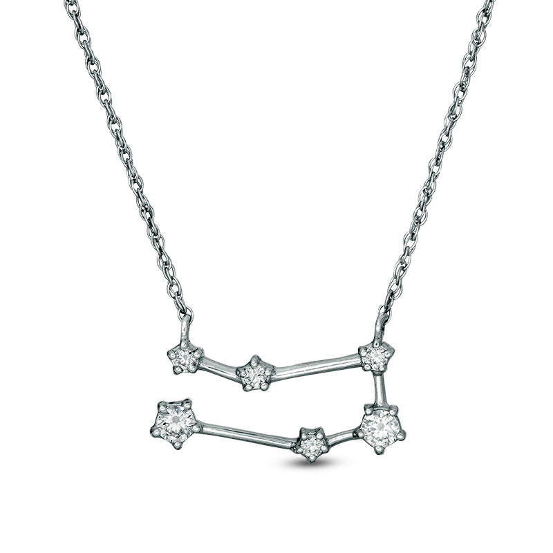 0.2 CT. T.W. Natural Diamond Gemini Constellation Necklace in Sterling Silver
