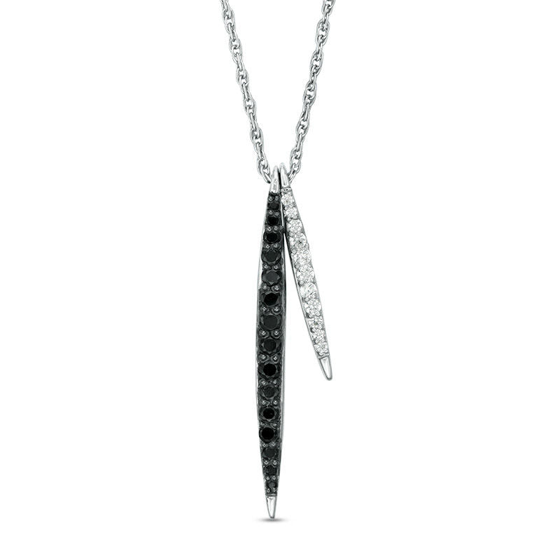 0.2 CT. T.W. Enhanced Black and White Natural Diamond Vertical Bars Pendant in Sterling Silver