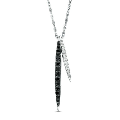 0.2 CT. T.W. Enhanced Black and White Natural Diamond Vertical Bars Pendant in Sterling Silver