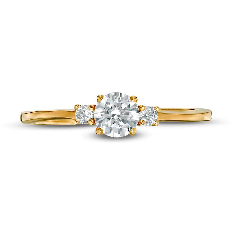 0.50 CT. T.W. Natural Diamond Three Stone Engagement Ring in Solid 14K Gold