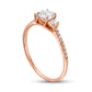 0.75 CT. T.W. Natural Diamond Three Stone Engagement Ring in Solid 14K Rose Gold