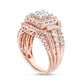 2.0 CT. T.W. Princess-Cut Quad Natural Diamond Double Frame with Collar Engagement Ring in Solid 14K Rose Gold