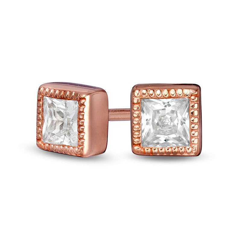 0.38 CT. T.W. Princess-Cut Diamond Solitaire Vintage-Style Stud Earrings in 10K Rose Gold