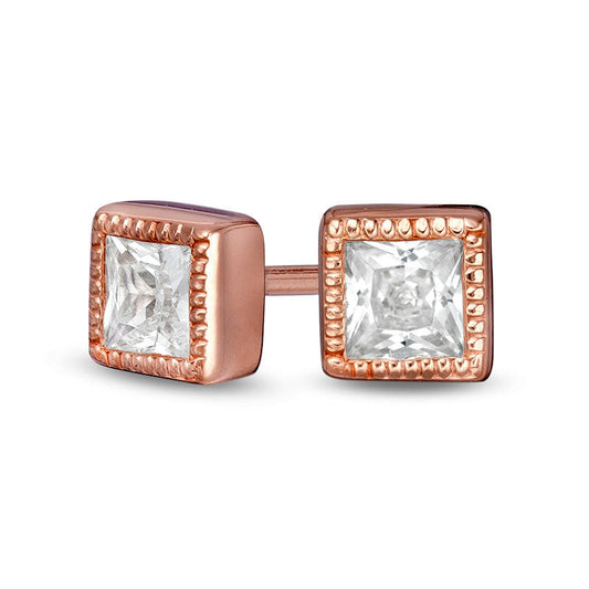 0.38 CT. T.W. Princess-Cut Diamond Solitaire Vintage-Style Stud Earrings in 10K Rose Gold