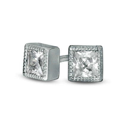 0.38 CT. T.W. Princess-Cut Diamond Solitaire Vintage-Style Stud Earrings in 10K White Gold