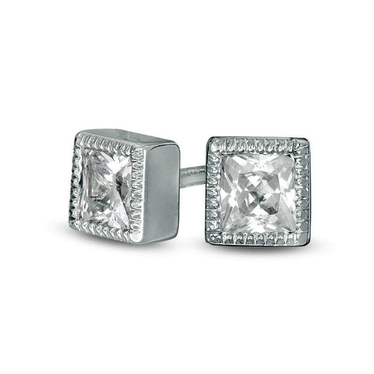 0.38 CT. T.W. Princess-Cut Diamond Solitaire Vintage-Style Stud Earrings in 10K White Gold