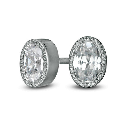 0.38 CT. T.W. Oval Diamond Solitaire Vintage-Style Stud Earrings in 10K White Gold
