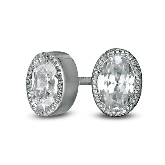 0.38 CT. T.W. Oval Diamond Solitaire Vintage-Style Stud Earrings in 10K White Gold