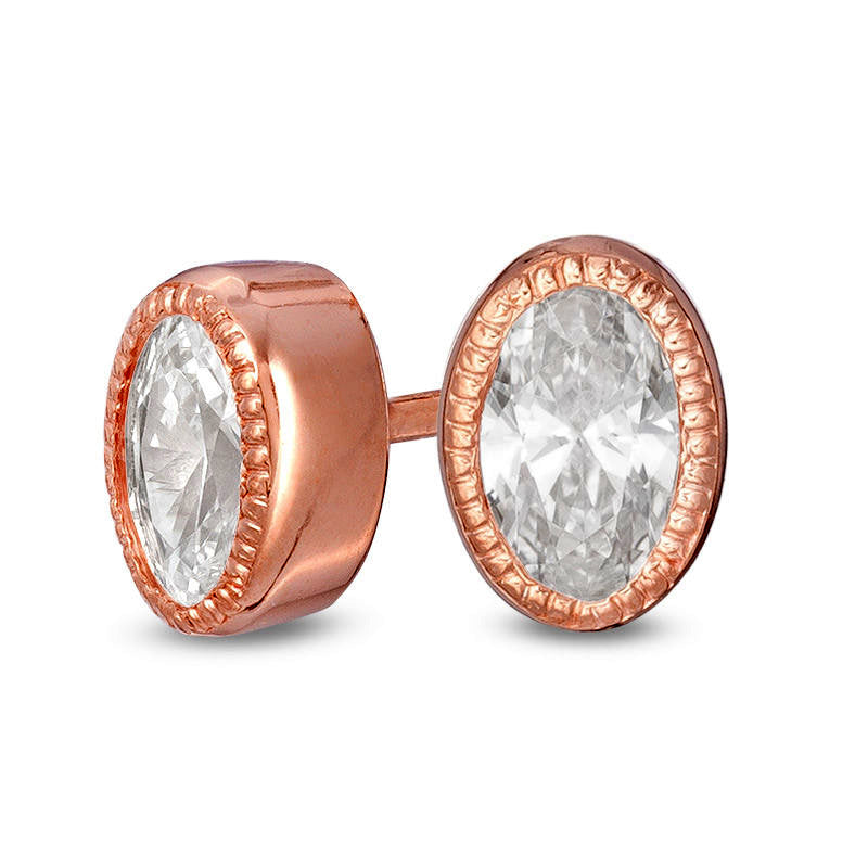 0.38 CT. T.W. Oval Diamond Solitaire Vintage-Style Stud Earrings in 10K Rose Gold