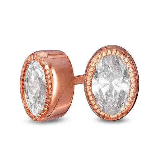 0.38 CT. T.W. Oval Diamond Solitaire Vintage-Style Stud Earrings in 10K Rose Gold