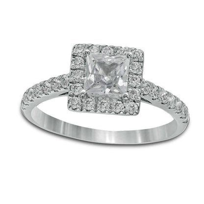 1.0 CT. T.W. Princess-Cut Natural Diamond Frame Engagement Ring in Solid 14K White Gold