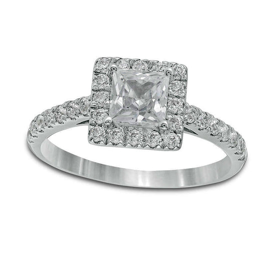 1.0 CT. T.W. Princess-Cut Natural Diamond Frame Engagement Ring in Solid 14K White Gold