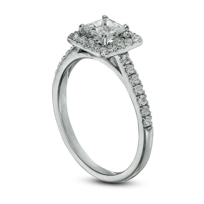 1.0 CT. T.W. Princess-Cut Natural Diamond Frame Engagement Ring in Solid 14K White Gold