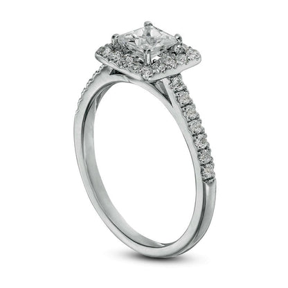 1.0 CT. T.W. Princess-Cut Natural Diamond Frame Engagement Ring in Solid 14K White Gold
